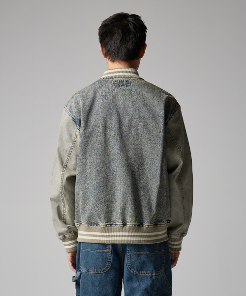 Джинсовый бомбер с волнистым логотипом Tinted Denim