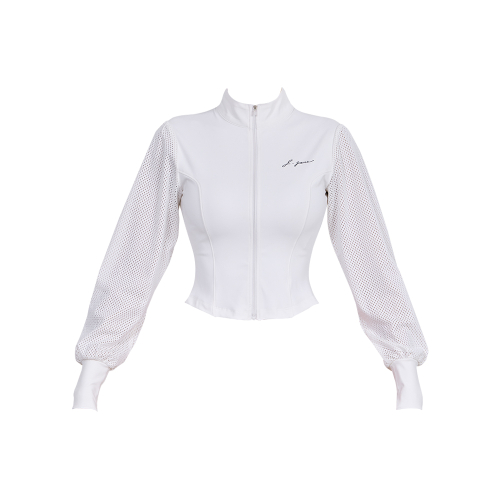 Кроп-жакет с сетчатыми рукавами (White)