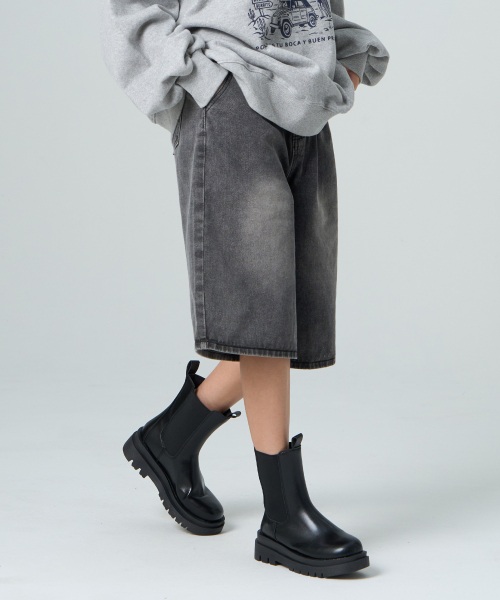 [UNISEX] Джинсовые шорты-бермуды с защипами Washed (Dark Blue)