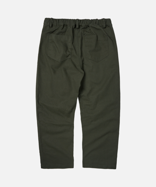 COTTON BANDING EASY PANTS _ OLIVE