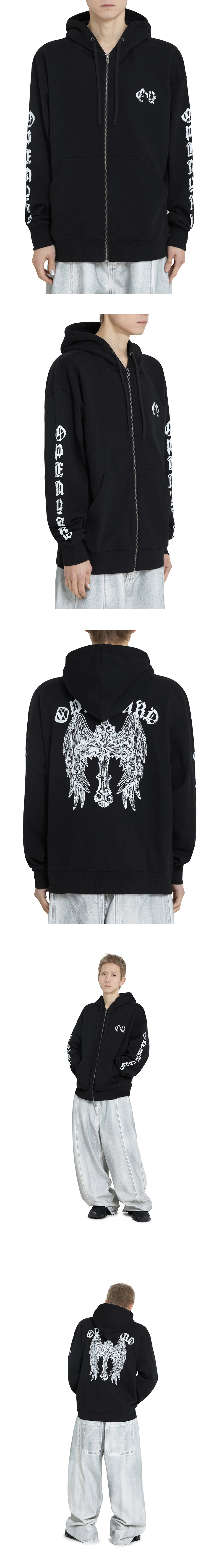 MUSINSA | OY GOTHIC CROSS HOODIE ZIP UP - BLACK
