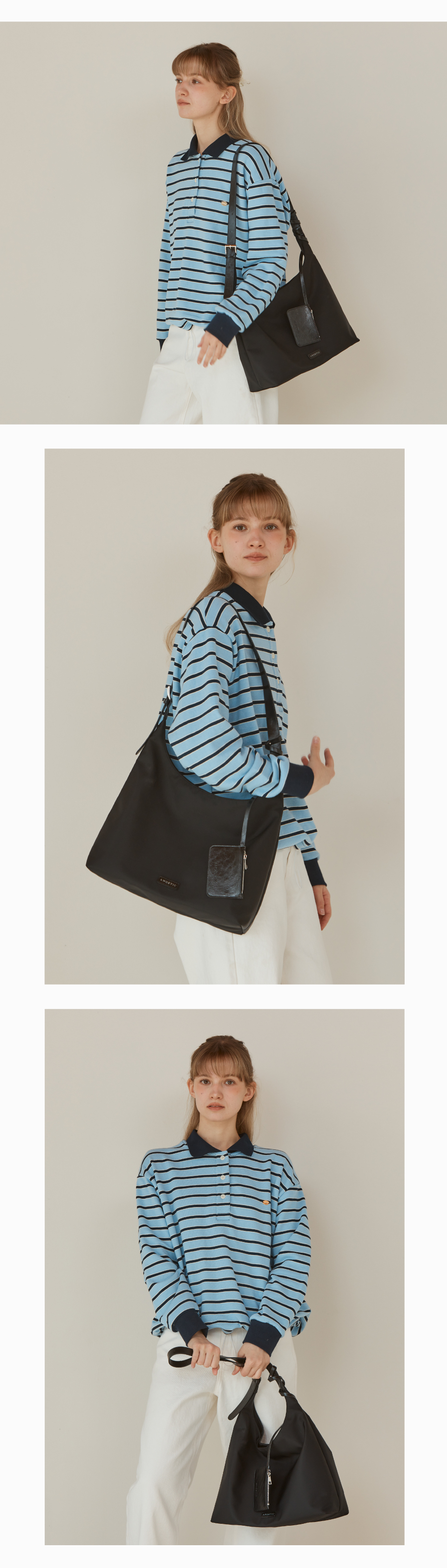 MUSINSA | ANOETIC ANC NYLON HOBO BAG & CARD WALLET SET_BLACK