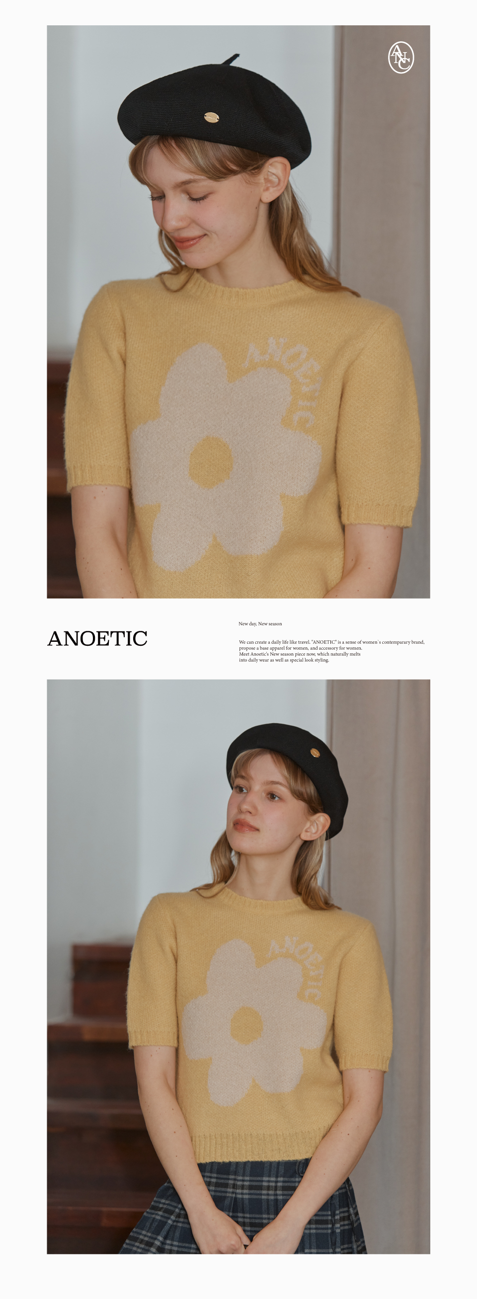 MUSINSA | ANOETIC GOLD LOGO BASIC BERET_BLACK