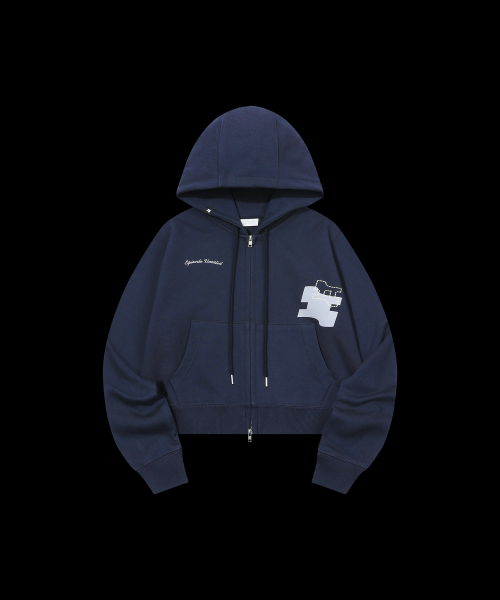 Кроп-худи на молнии Signature Logo Navy