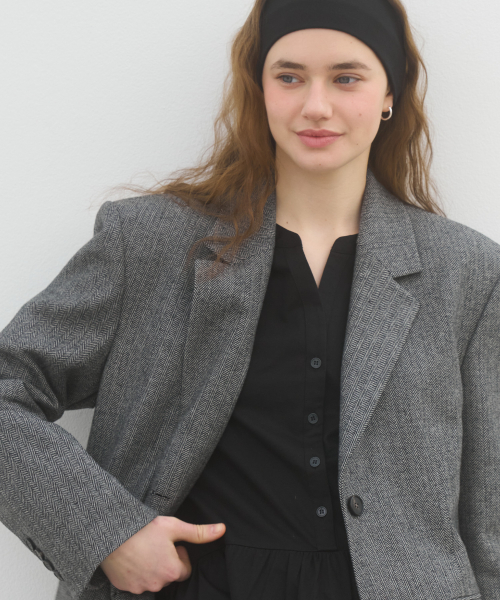 CLASSIC HERRINGBONE JACKET - GRAY