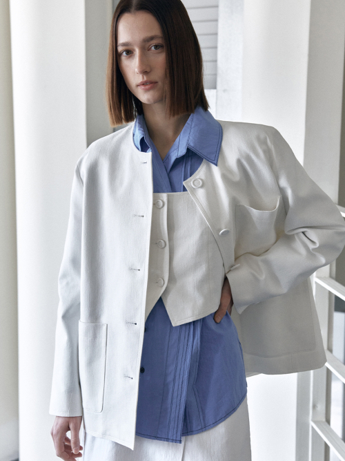 [SET] OTHEMENT Single Round Neck Jacket & Three Button Vest