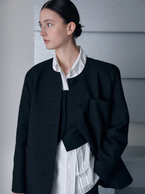 [SET] OTHEMENT Single Round Neck Jacket & Three Button Vest