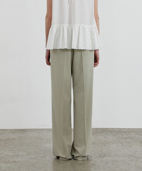 ESSENTIAL WIDE FIT TWO TUCK SLACKS - MINT