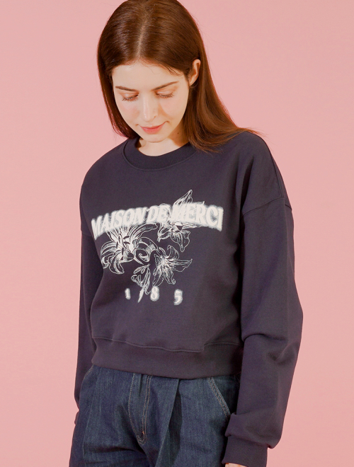Le Lis Embossed женский кроп-свитшот Navy (FCF1TS204W)