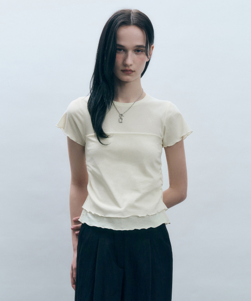 Футболка 2-в-1 из хлопка Supima с топом Cream MDTS077CREAM