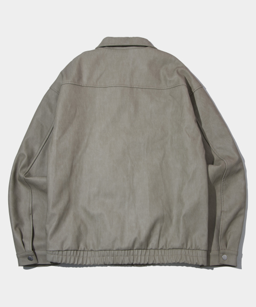 Кожаная байкерская куртка на молнии с воротником (Beige)
