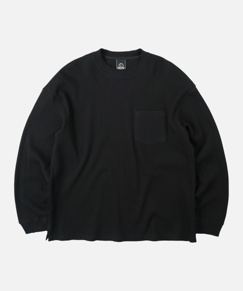 OVERSIZED WAFFLE POCKET TEE 002 _ BLACK