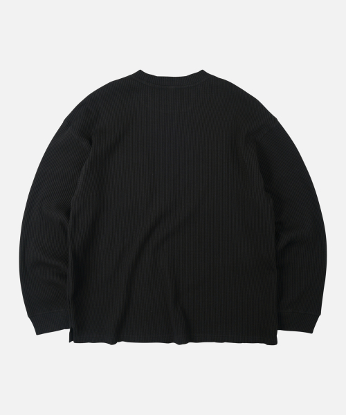 OVERSIZED WAFFLE POCKET TEE 002 _ BLACK