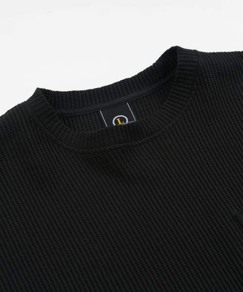 OVERSIZED WAFFLE POCKET TEE 002 _ BLACK