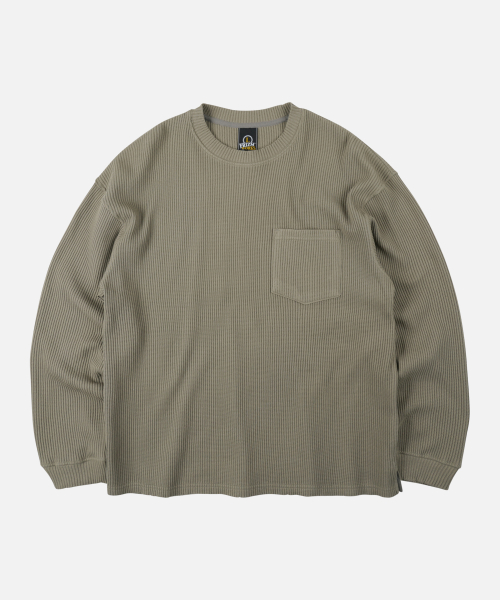 OVERSIZED WAFFLE POCKET TEE 002 _ LIGHT OLIVE