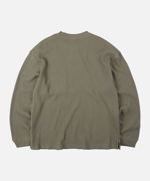 OVERSIZED WAFFLE POCKET TEE 002 _ LIGHT OLIVE