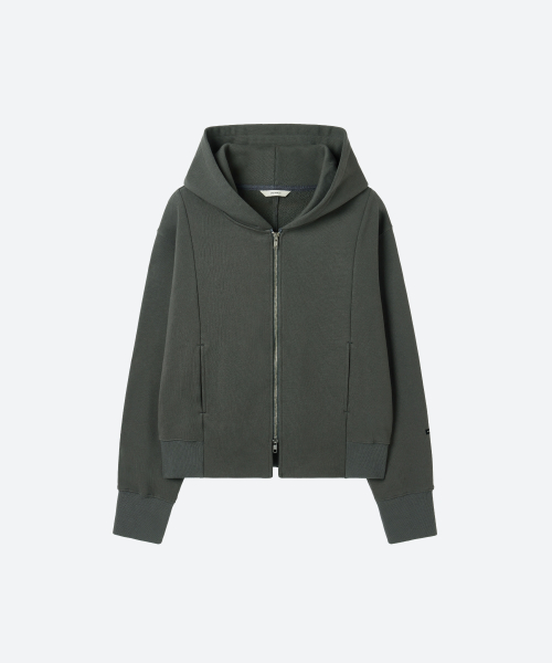 Unisex, укороченный худи на молнии / угольный