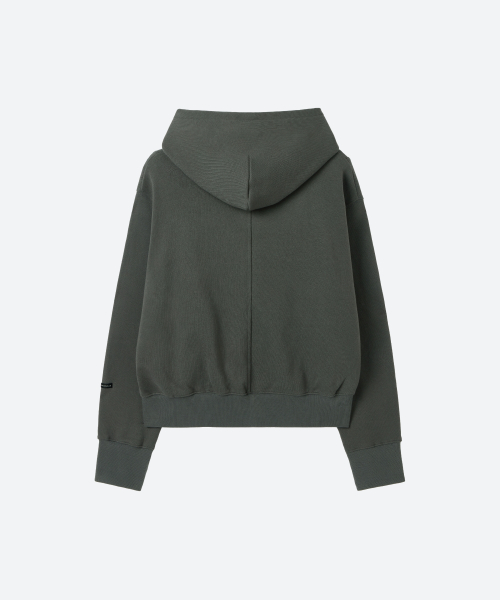 Unisex, укороченный худи на молнии / угольный