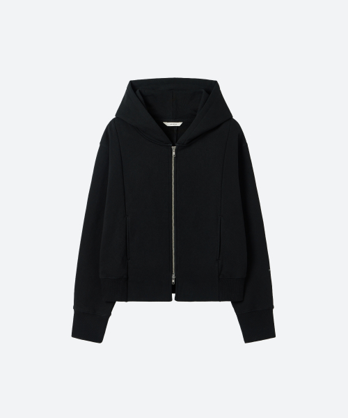 Unisex, укороченный худи на молнии / чёрный