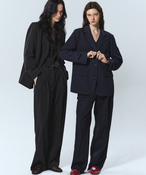 Tailored stripe suit set up_navy