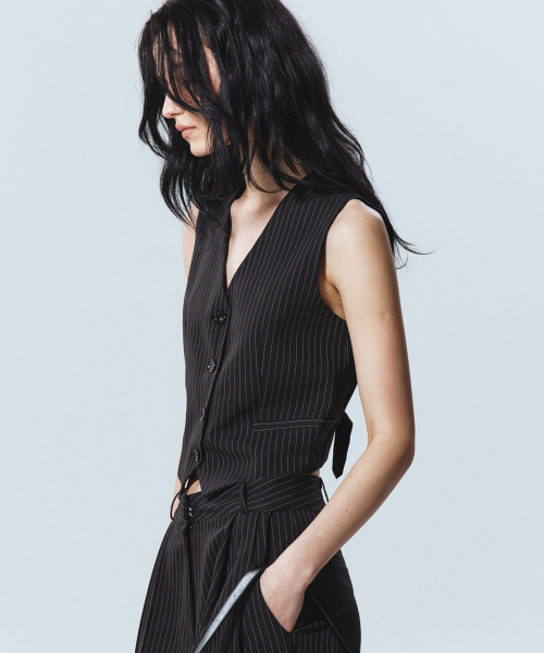 Tailored stripe single vest_ чёрный