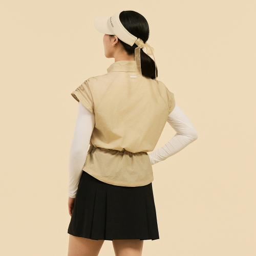 Женский удлиненный жилет на молнии с завязками, Beige