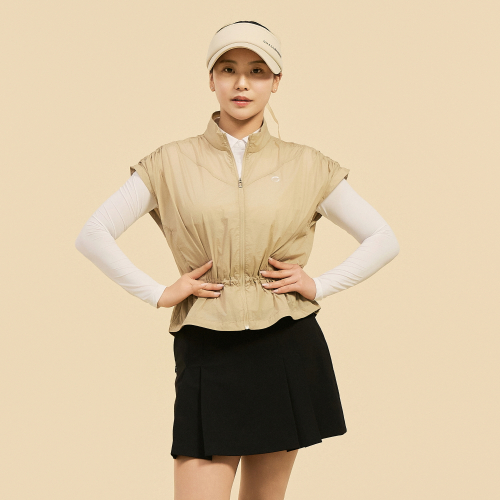 Женский удлиненный жилет на молнии с завязками, Beige