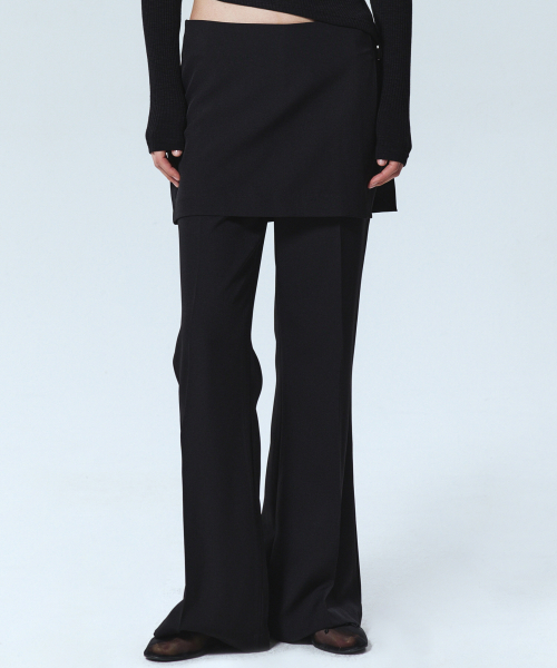 Bootcut layered pantskirt_black