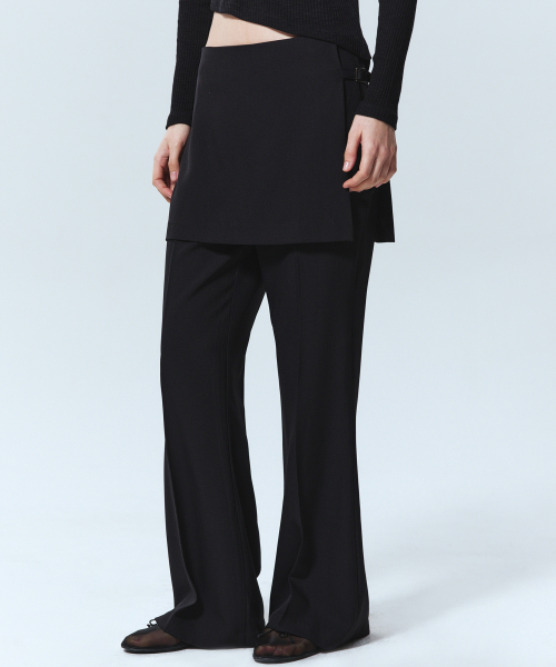 Bootcut layered pantskirt_black