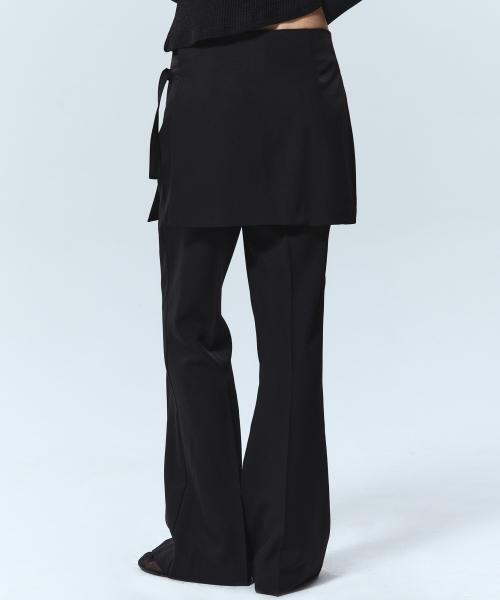 Bootcut layered pantskirt_black