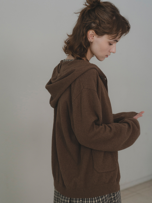 Hoodie knit cardigan (коричневый)