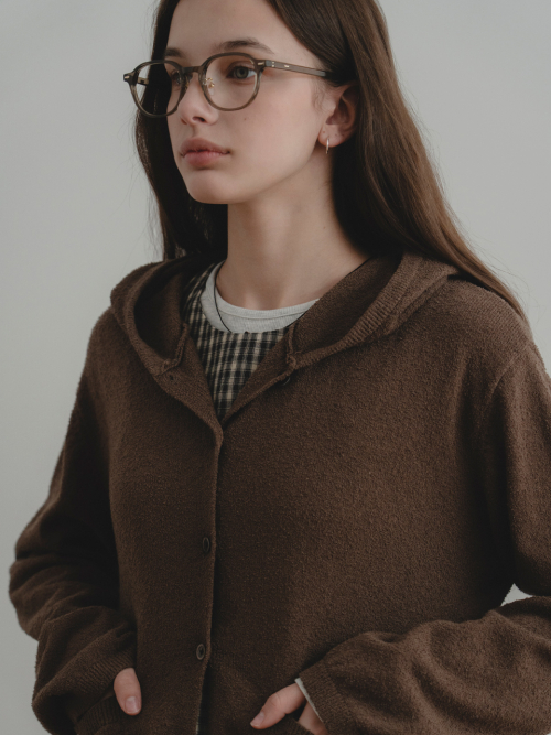 Hoodie knit cardigan (коричневый)