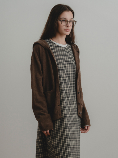 Hoodie knit cardigan (коричневый)
