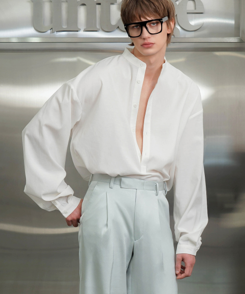 Льняная рубашка-хенли [White (UNISEX)] UTS-FS83