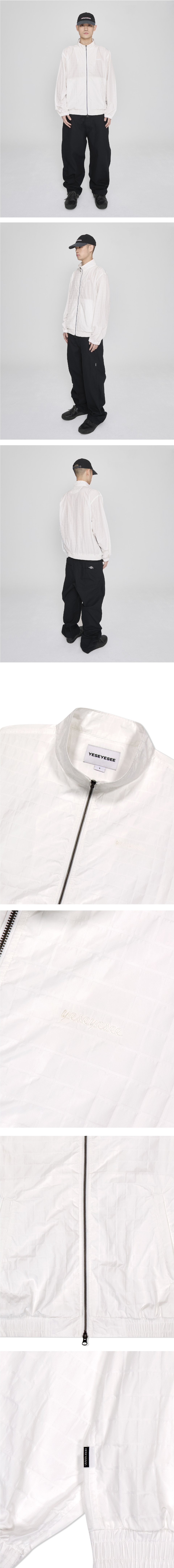 Windowpane Zip Blouson White