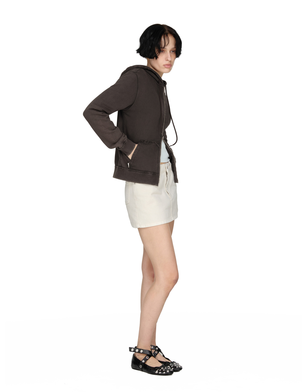 Washed Hoodie Zip-up, CHARCOAL 상세 이미지 12