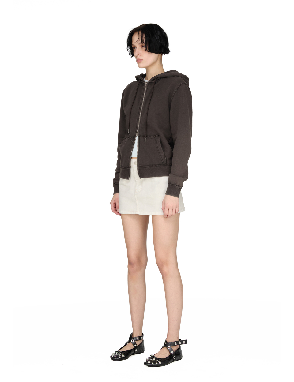 Washed Hoodie Zip-up, CHARCOAL 상세 이미지 3