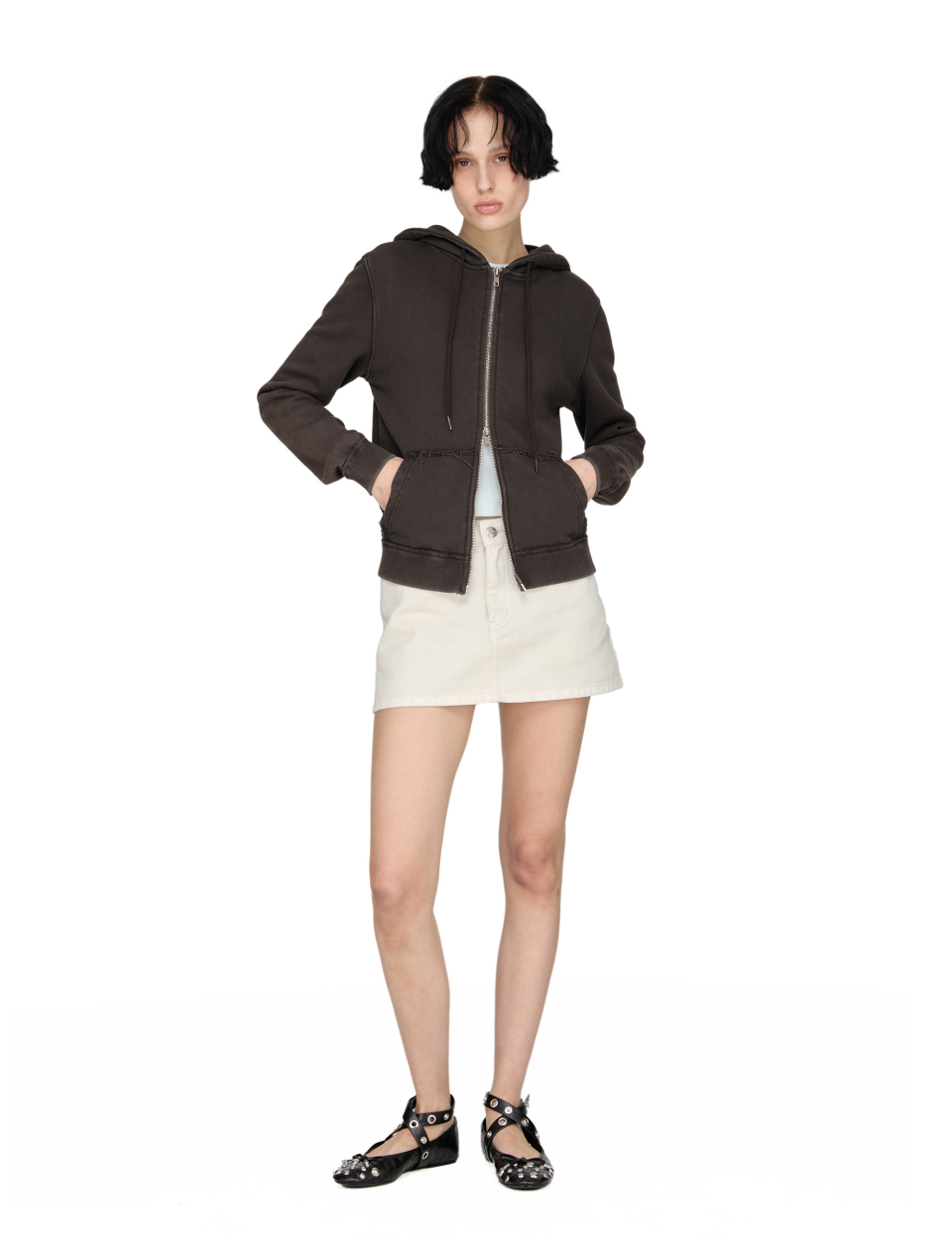 Washed Hoodie Zip-up, CHARCOAL 상세 이미지 14