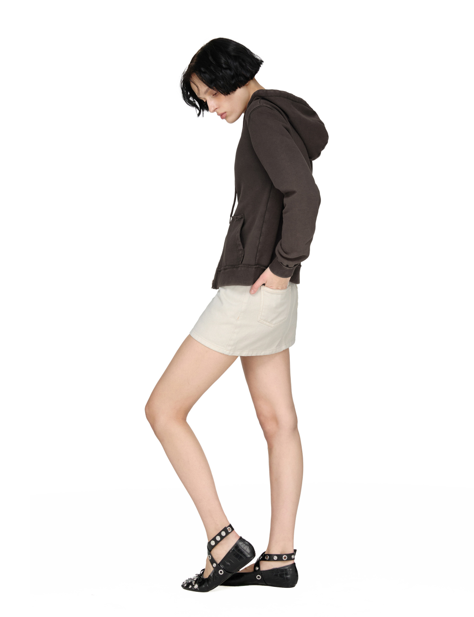 Washed Hoodie Zip-up, CHARCOAL 상세 이미지 5