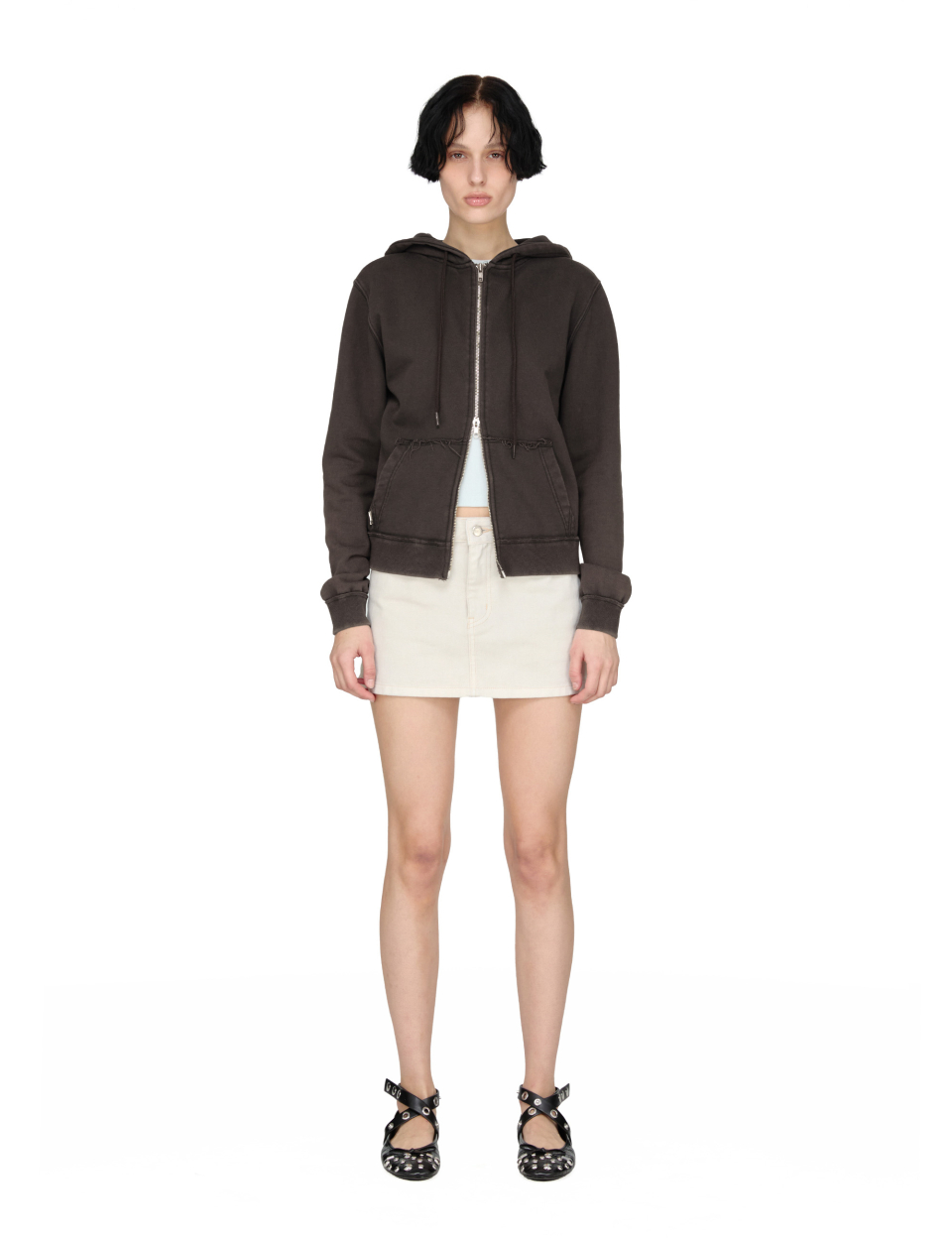 Washed Hoodie Zip-up, CHARCOAL 상세 이미지 2