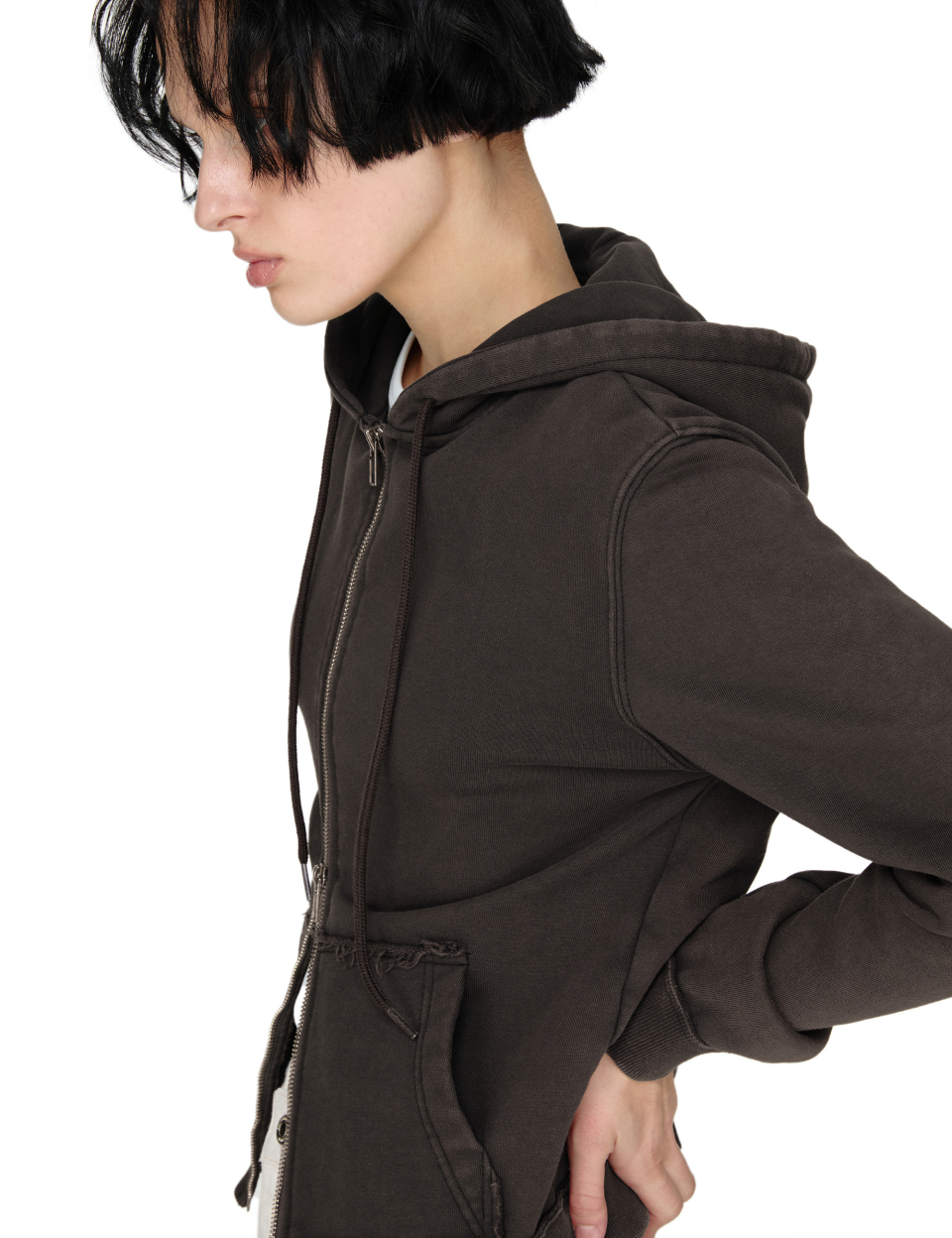 Washed Hoodie Zip-up, CHARCOAL 상세 이미지 6