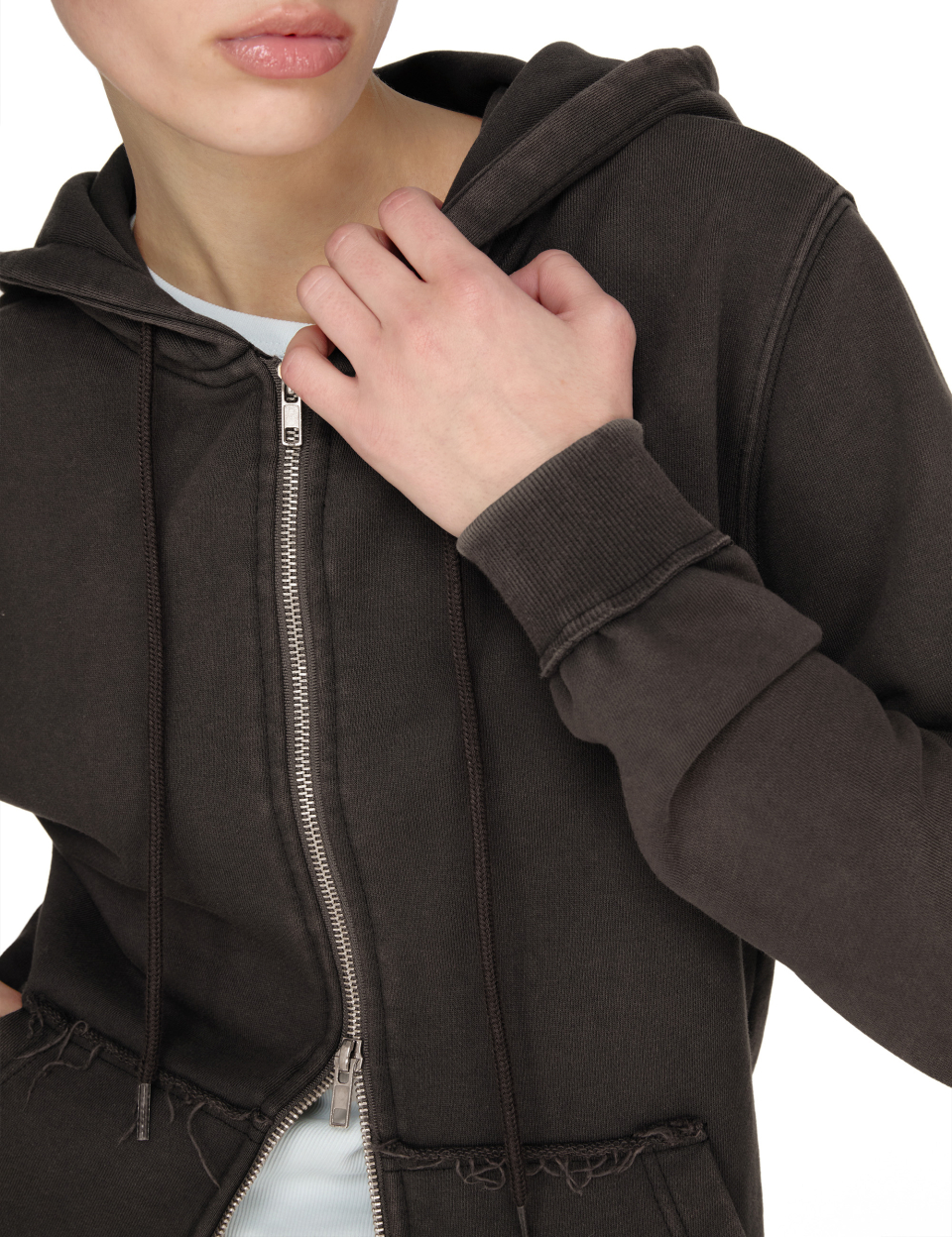 Washed Hoodie Zip-up, CHARCOAL 상세 이미지 11