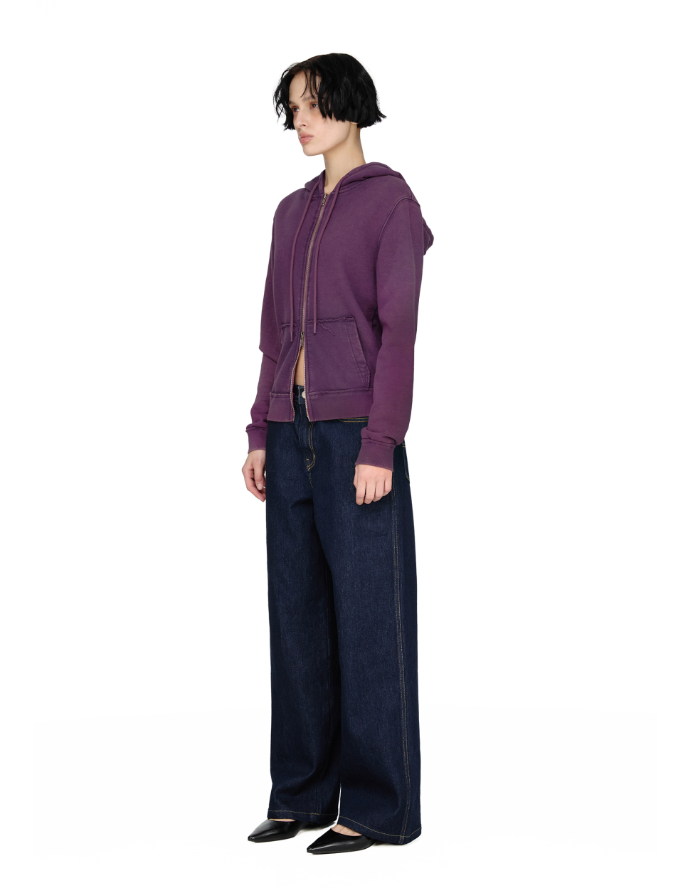 Washed Hoodie Zip-up, PURPLE 상세 이미지 3
