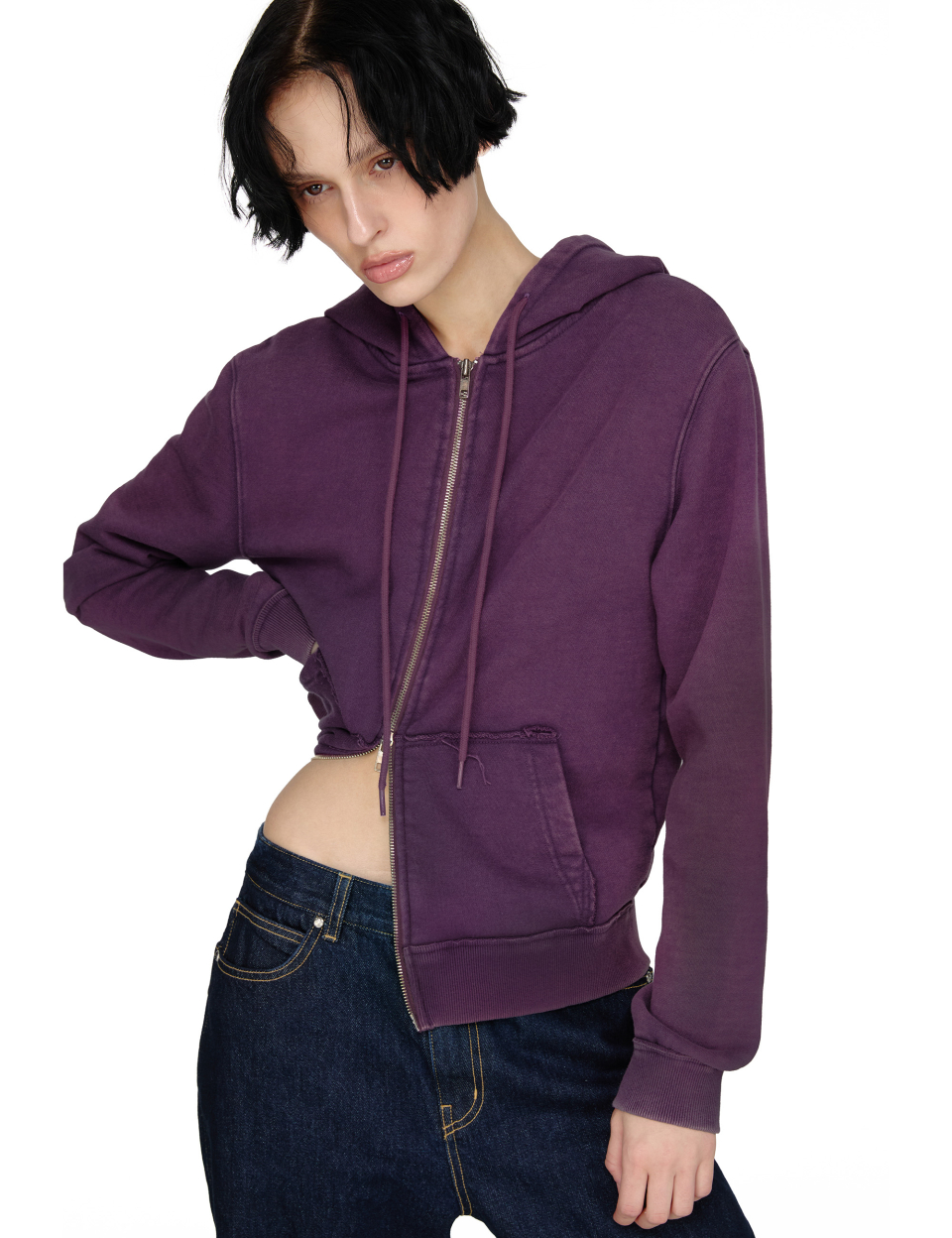 Washed Hoodie Zip-up, PURPLE 상세 이미지 6