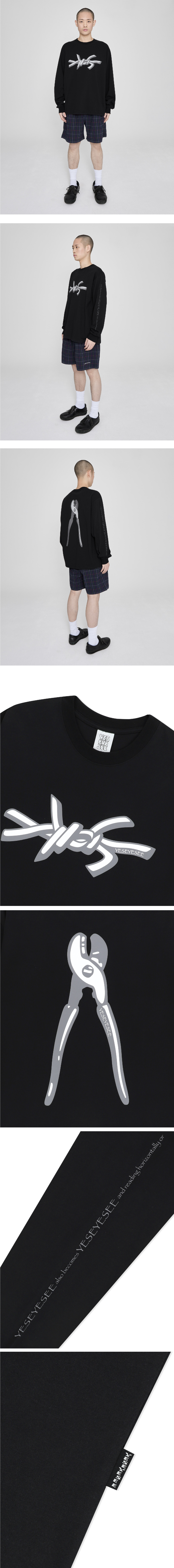 MUSINSA | YESEYESEE Y.E.S Wire Logo L/S Black