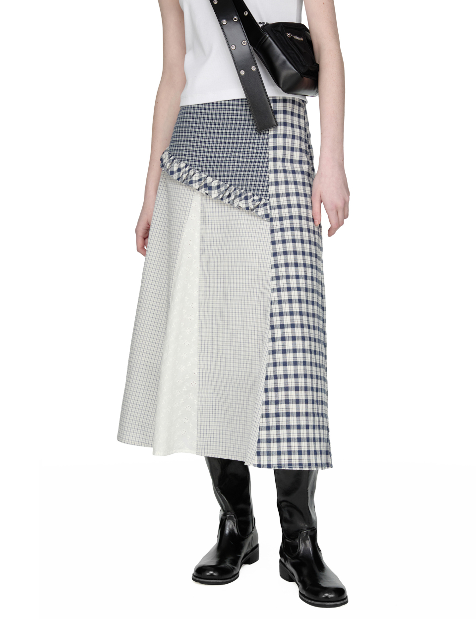 韓国商品/SUNBURN PROJECT Mixed Check Long Skirt 韓国商品/SUNBURN PROJECT Mixed Check Long Skirt