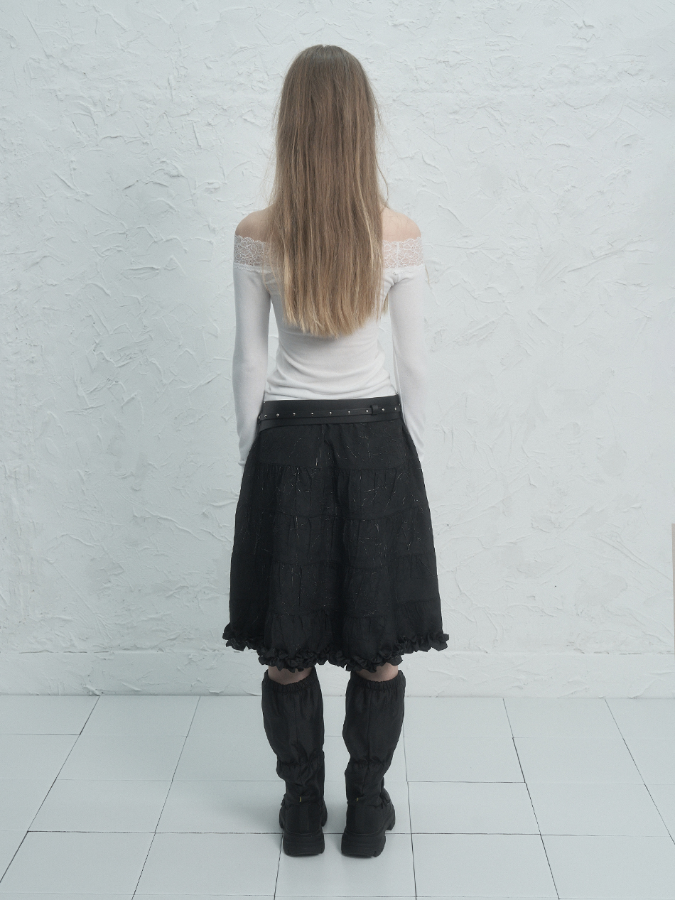 MUSINSA | SETUPEXE FRILL CANCAN SKIRT / BLACK