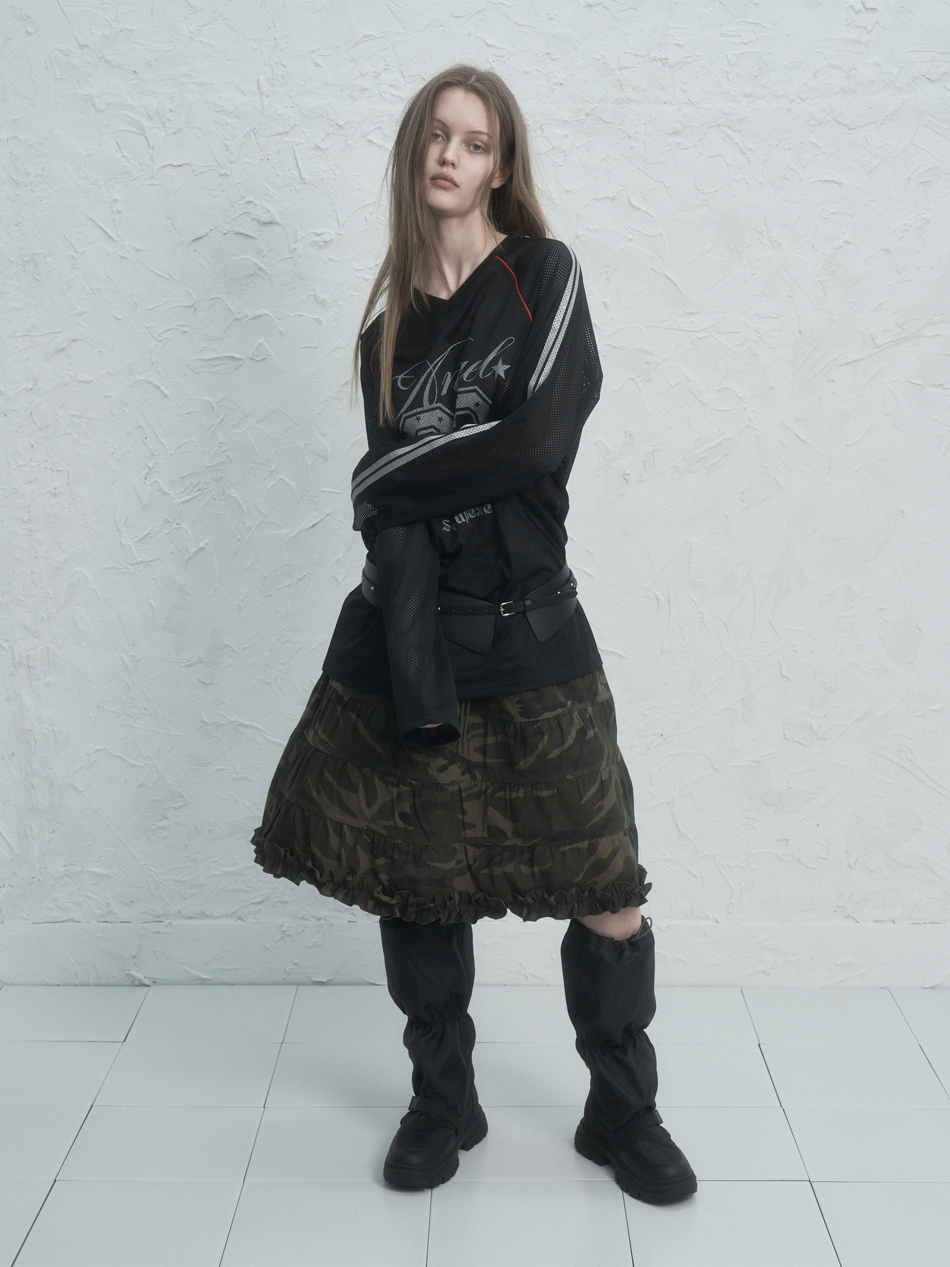 MUSINSA | SETUPEXE FRILL CANCAN SKIRT / CAMO