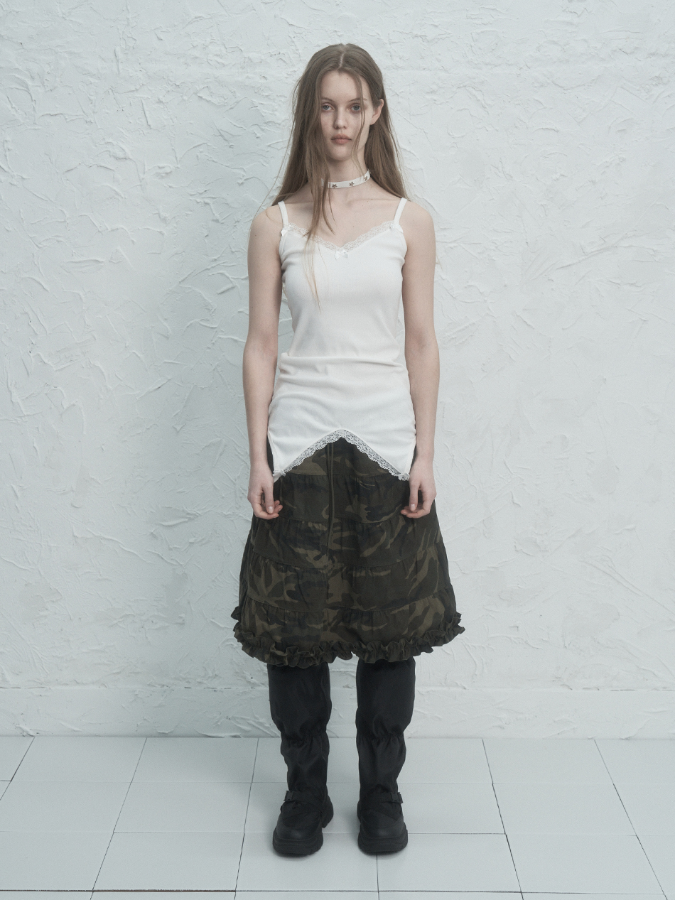 ★SETUP-EXE★FRILL CANCAN SKIRT / CAMO★正規品/韓国送料込 MUSINSA公式 | SETUPEXE FRILL CANCAN SKIRT / CAMO