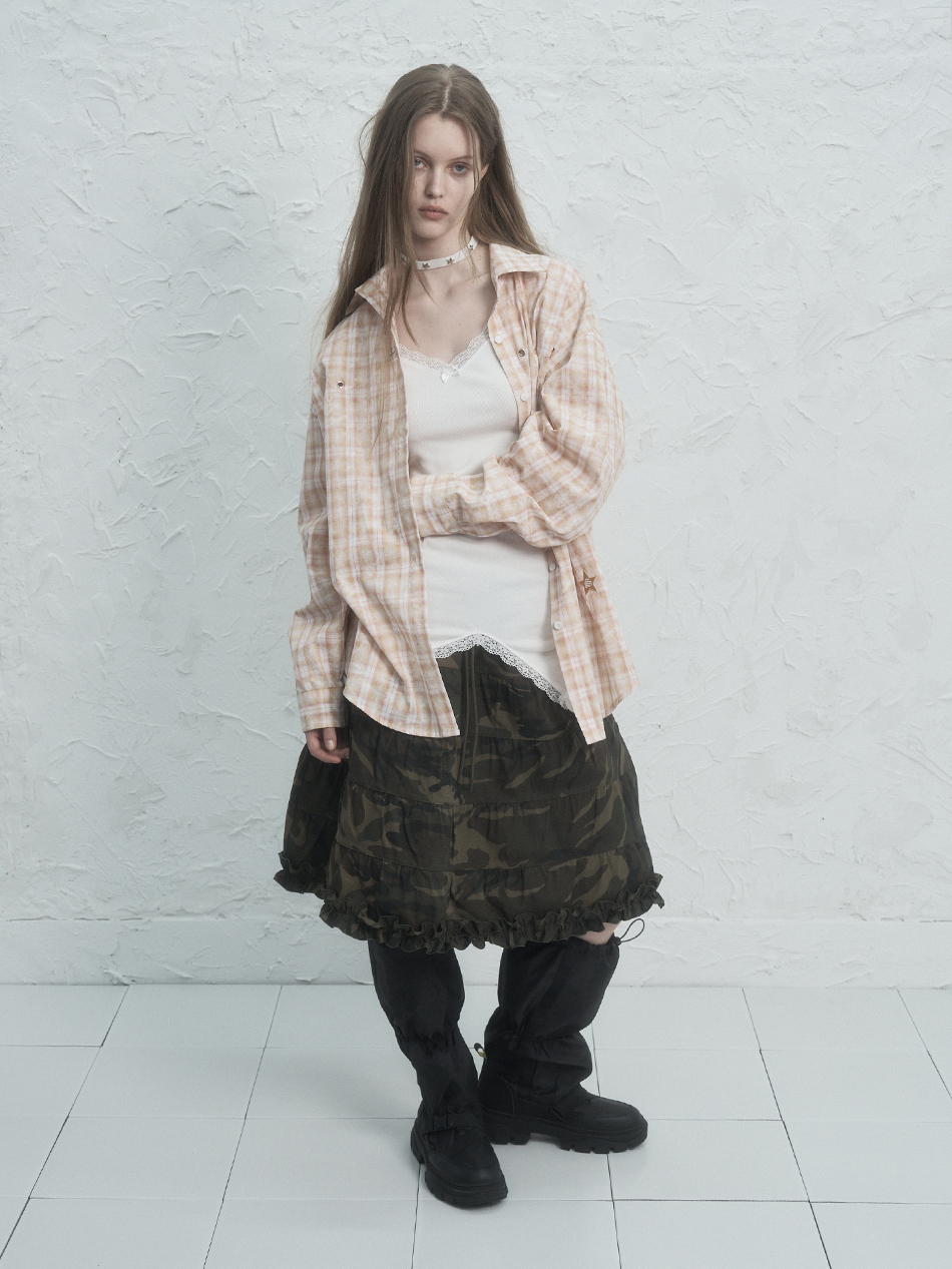 ★ SETUP-EXE★ FRILL CANCAN SKIRT CAMO 25SPRING030EXE MUSINSA | SETUPEXE FRILL CANCAN SKIRT / CAMO
